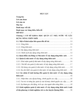 Luận văn quản lý nhà nước về xây dựng nông thôn mới trên địa bàn huyện quảng điền tỉnh thừa thiên huế