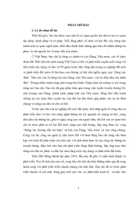 Luận văn quản lý nhà nước về báo chí trên địa bàn tỉnh đắk nông