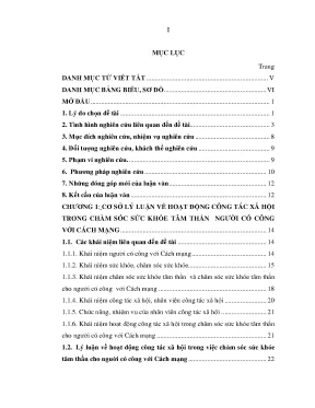 Luận văn hoạt động công tác xã hội trong chăm sóc sức khỏe tâm thần người có công với cách mạng tại trung tâm nuôi dưỡng và điều dưỡng người có công số 2 hà nội