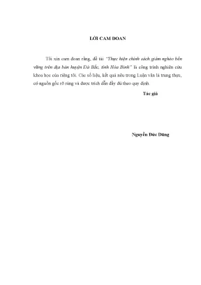 Luận văn thực hiện chính sách giảm nghèo bền vững trên địa bàn huyện đà bắc tỉnh hòa bình