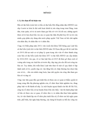 Luận văn tổ chức thực hiện pháp luật về bầu cử tại huyện hoài đức thành phố hà nội