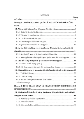 Luận văn quản lý nhà nước đối với công giáo ở tỉnh bình phước