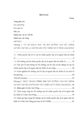 Luận văn bồi dưỡng cán bộ chính quyền cấp xã là người dân tộc thiểu số trên địa bàn tỉnh lâm đồng