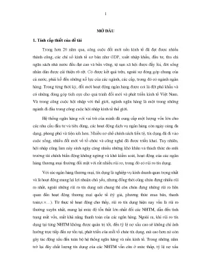 Luận văn hoạt động quản lý rủi ro tín dụng tại ngân hàng thương mại cổ phần đầu tư và phát triển việt nam chi nhánh cẩm phả