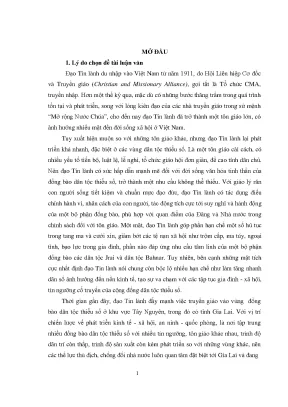 Luận văn quản lí nhà nước đối với hoạt động của đạo tin lành trên địa bàn tỉnh gia lai