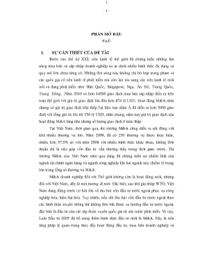 Luận văn ứng dụng phương pháp lợi nhuận giữ lại trong định giá thương vụ mua bán sáp nhập