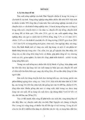 Luận văn đánh giá thực trạng và giải pháp quản lý chất thải chứa hóa chất bảo vệ thực vật trong canh tác chè của huyện phú lương tỉnh thái nguyên