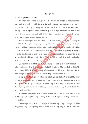 Luận văn việc làm cho người lao động vùng nông thôn ở thành phố đồng hới tỉnh quảng bình