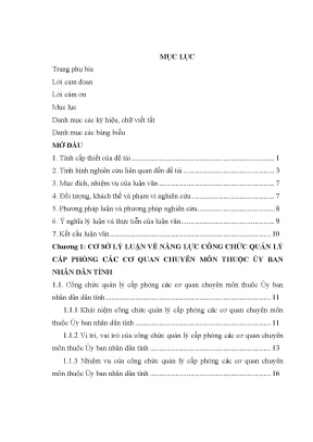 Luận văn năng lực công chức quản lý cấp phòng các cơ quan chuyên môn thuộc ủy ban nhân dân tỉnh tây ninh