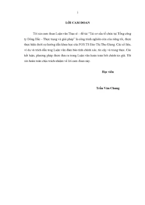 Luận văn tái cơ cấu tổ chức tại tổng công ty đông bắc thực trạng và giải pháp