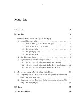 Luận văn một số mở rộng của bất đẳng thức euler và ứng dụng