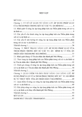 Luận văn năng lực áp dụng pháp luật của thẩm phán trong xét xử vụ án hình sự từ thực tiễn tòa án nhân dân thành phố hải phòng