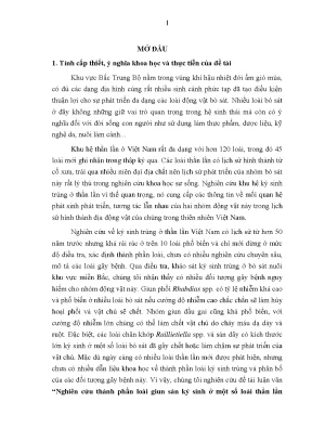 Luận văn nghiên cứu thành phần loài giun sán ký sinh ở một số loài thằn lằn thuộc khu vực bắc trung bộ việt nam