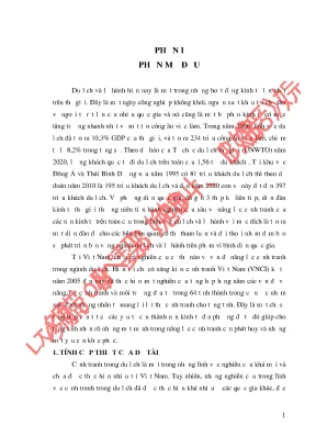 Luận văn các nhân tố ảnh hưởng đến năng lực cạnh tranh trong phát triển du lịch ở thành phố huế