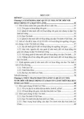 Luận văn quản lý nhà nước đối với hoạt động của đạo tin lành tại địa bàn tỉnh lai châu