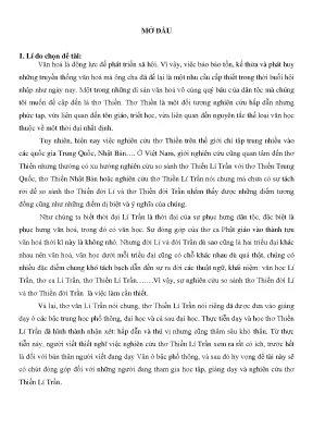 Luận văn thơ thiền đời lí và đời trần những điểm tương đồng và dị biệt