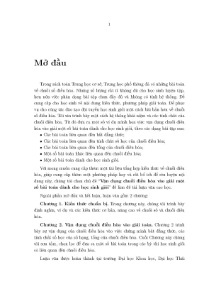 Luận văn vận dụng chuỗi điều hòa vào giải một số bài toán dành cho học sinh giỏi
