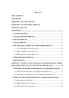 Luận văn quản lý rủi ro đạo đức trong hoạt động cho vay tại ngân hàng nông nghiệp và phát triển nông thôn việt nam agribank