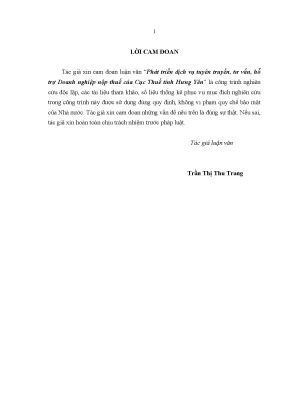 Luận văn phát triển dịch vụ tuyên truyền tư vấn hỗ trợ doanh nghiệp nộp thuế của cục thuế tỉnh hưng yên
