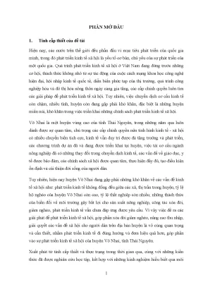 Luận văn đề xuất một số giải pháp nhằm đẩy mạnh phát triển kinh tế xã hội huyện võ nhai tỉnh thái nguyên