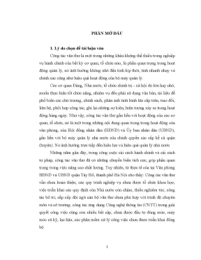 Luận văn công tác văn thư tại văn phòng hội đồng nhân dân và ủy ban nhân dân quận tây hồ thành phố hà nội