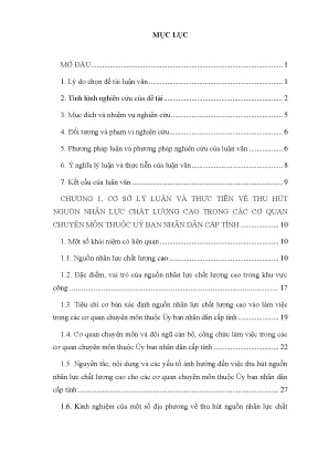 Luận văn thu hút nguồn nhân lực chất lượng cao trong các cơ quan chuyên môn thuộc ủy ban nhân dân tỉnh phú yênv