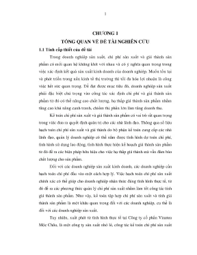 Luận văn hoàn thiện kế toán chi phí sản xuất và giá thành sản phẩm tại công ty cổ phần vinatea mộc châu
