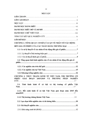 Luận văn phân tích các nhân tố ảnh hưởng đến giá cổ phiếu của các ngân hàng thương mại cổ phần niêm yết trên thị trường chứng khoán việt nam
