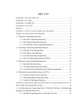 Luận văn phân tích và đề xuất một số giải pháp nâng cao hiệu quả tín dụng tại ngân hàng đầu tư và phát triển chi nhánh bắc hà nội