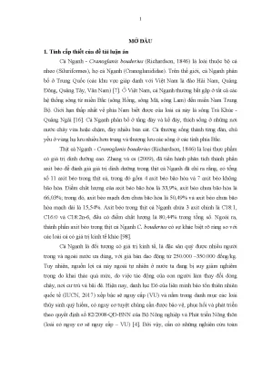 Luận văn nghiên cứu đặc điểm sinh học và kỹ thuật sản xuất giống cá ngạnh cranoglanis bouderius richardson 1846 trong điều kiện nuôi tại tỉnh nghệ an