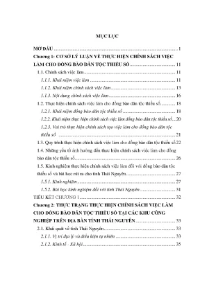 Luận văn thực hiện chính sách việc làm cho đồng bào dân tộc thiểu số tại các khu công nghiệp trên địa bàn tỉnh thái nguyên