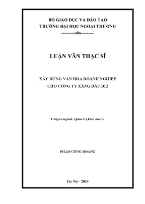 Luận văn xây dựng văn hóa doanh nghiệp cho công ty xăng dầu b12