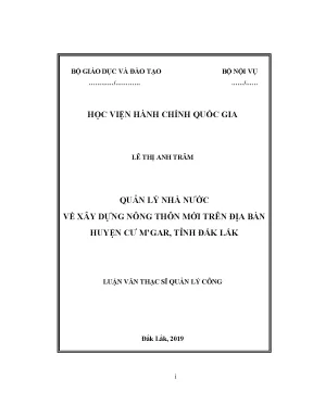 Luận văn quản lý nhà nước về xây dựng nông thôn mới trên địa bàn huyện cư mgar tỉnh đắk lắk