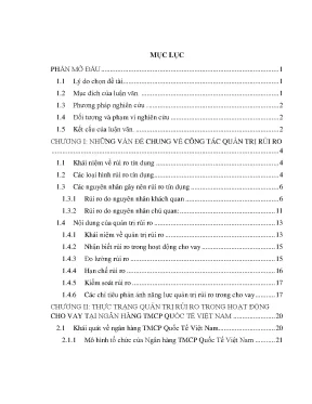 Luận văn giải pháp hoàn thiện công tác quản lý rủi ro tín dụng tại ngân hàng thương mại cổ phần quốc tế việt nam