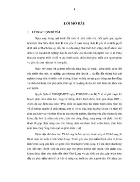 Luận văn xây dựng chiến lược phát triển nguồn nhân lực cho bệnh viện đa khoa tỉnh vĩnh long giai đoạn 2016 2020