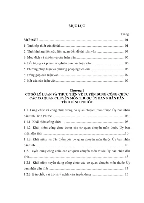 Luận văn tuyển dụng công chức các cơ quan chuyên môn thuộc ủy ban nhân dân tỉnh bình phước