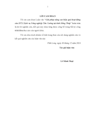 Luận văn giải pháp nâng cao hiệu quả hoạt động của hợp tác xã dịch vụ nông nghiệp tân cường tại tỉnh đồng tháp