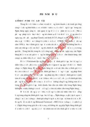 Luận văn ứng dụng hệ thống thẻ điểm cân bằng trong triển khai thực thi chiến lược tại ngân hàng thương mại cổ phần công thương việt nam chi nhánh quảng bình