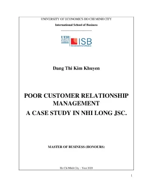 Luận văn thạc sĩ poor customer relationship management a case study in nhi long jsc