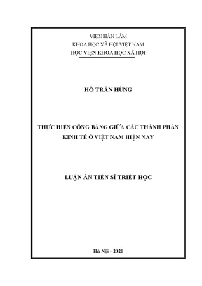 Luận án tiến sĩ thực hiện công bằng giữa các thành phần kinh tế ở việt nam hiện nay