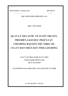 Luận văn thạc sĩ quản lý nhà nước về tuyên truyền phổ biến giáo dục pháp luật cho đồng bào dân tộc thiểu số của ubnd tỉnh lâm đồng