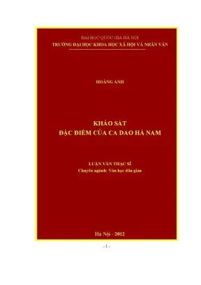 Luận văn thạc sĩ khảo sát đặc điểm của ca dao hà nam