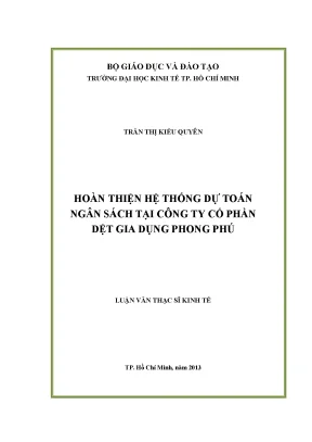 Luận văn thạc sĩ hoàn thiện hệ thống dự toán ngân sách tại công ty cổ phần dệt gia dụng phong phú