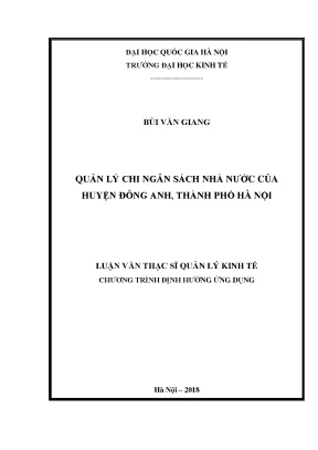 Luận văn thạc sĩ quản lý chi ngân sách nhà nước của huyện đông anh thành phố hà nội