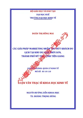 Luận văn thạc sĩ các giải pháp marketing nhằm thu hút khách du lịch tại khu du lịch thới sơn thành phố mỹ tho tỉnh tiền giang
