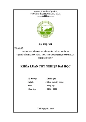 Luận văn tốt nghiệp đánh giá tình hình sản xuất nhãn t6 tại mô hình khoa nông học trường đại học nông lâm thái nguyên