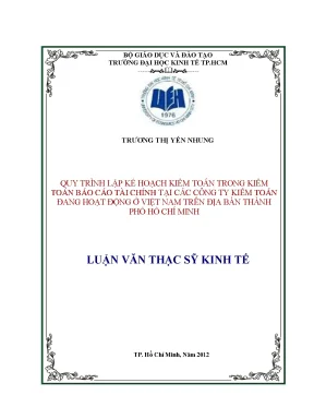 Luận văn thạc sĩ quy trình lập kế hoạch kiểm toán trong kiểm toán báo cáo tài chính tại các công ty kiểm toán đang hoạt động ở việt nam trên địa bàn tphcm