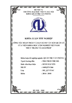 Luận văn tốt nghiệp công tác soạn thảo văn bản quản lý của viện khoa học lâm nghiệp việt nam thực trạng và giải pháp