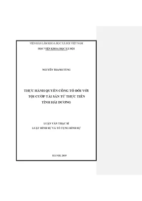 Luận án tiến sĩ thực hành quyền công tố đối với tội cướp tài sản từ thực tiễn tỉnh hải dương