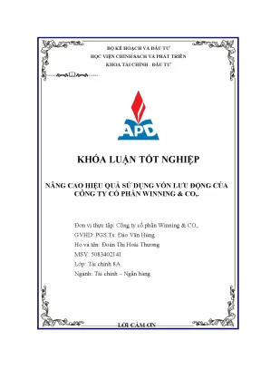 Luận văn tốt nghiệp nâng cao hiệu quả sử dụng vốn lưu động của công ty cổ phần winning co